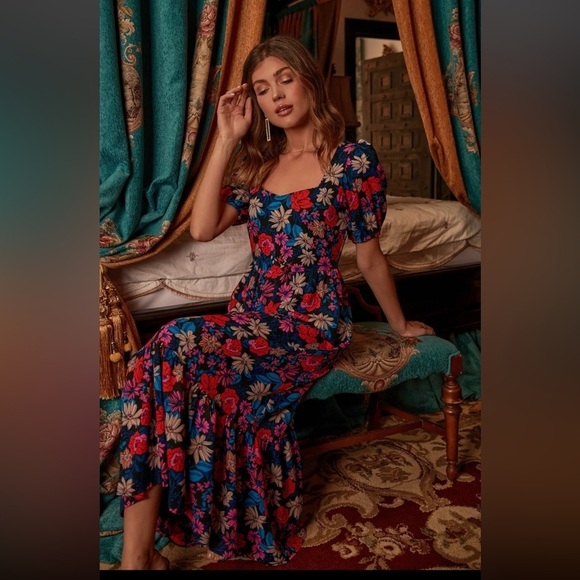 Sugar Lips Dress Women XS maxi Floral Flora Maura Sweetheart Boho Vibrant B24 - Picture 11 of 11